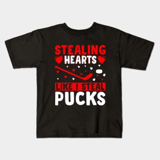 Stealing Heart Like I Steal Pucks For Valentines Day Hockey Kids T-Shirt